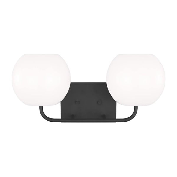 Generation Lighting Rory 2-Light Midnight Black Vanity Light, Opal Glass