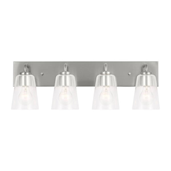 Generation Lighting Miles 25" 4-Light Brushed Nickel Vanity Light, Clear Glass