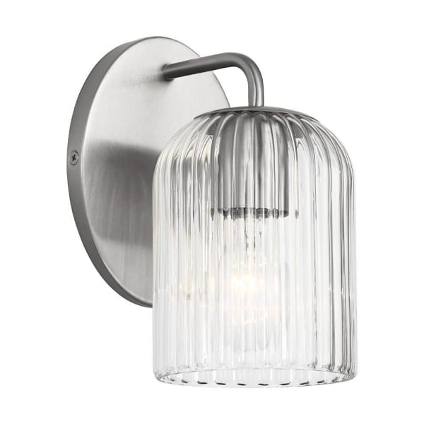 Generation Lighting Eisele 8" 1-Light Brushed Nickel Wall Sconce, Clear Ribbed