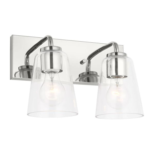 Generation Lighting Miles 12" 2-Light Chrome Vanity Light, Clear Glass