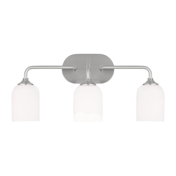 Generation Lighting Emile 22" 3-Light Brushed Steel Vanity Light With Bulbs