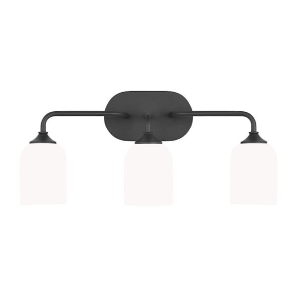 Generation Lighting Emile 22" 3-Light Midnight Black Vanity Light With Bulbs
