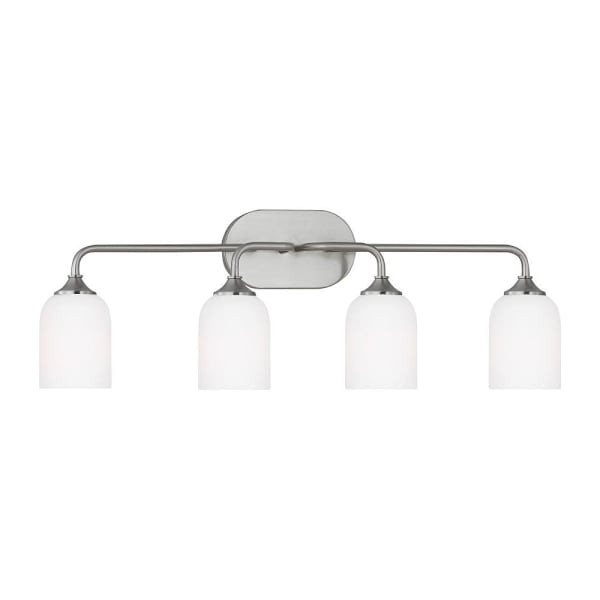 Generation Lighting Emile 31" 4-Light Brushed Steel Vanity Light, Etched Glass
