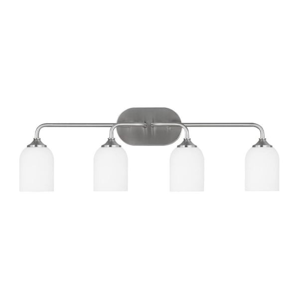 Generation Lighting Emile 31" 4-Light Brushed Steel Vanity Light With Bulbs