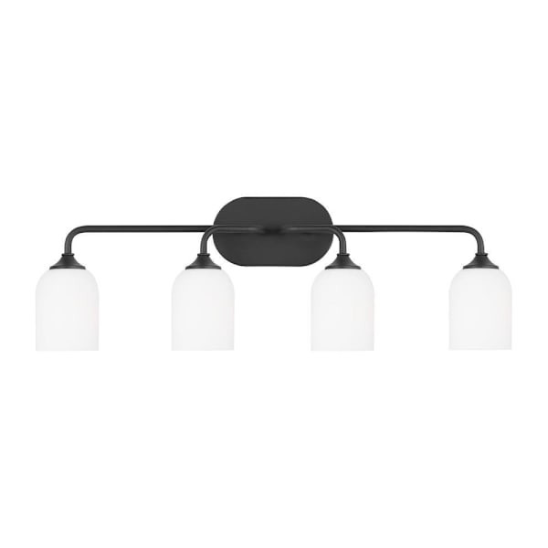 Generation Lighting Emile 31" 4-Light Midnight Black Vanity Light, Etched Glass