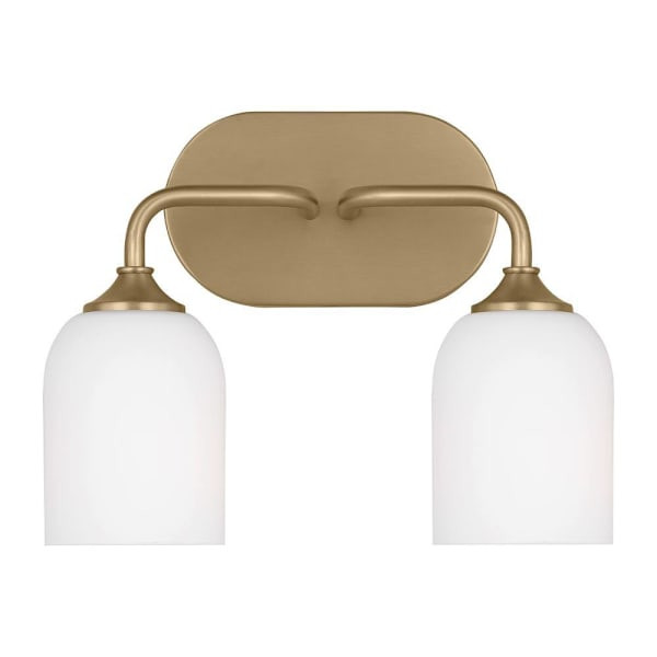 Generation Lighting Emile 13.25" 2-Light Satin Brass Vanity Light With Bulbs