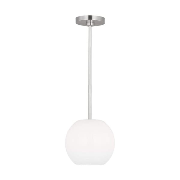 Generation Lighting Rory 1-Light Brushed Steel Pendant With LED Bulb, White