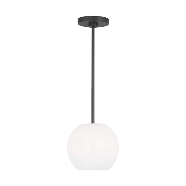Generation Lighting Rory 1-Light Midnight Black Pendant, Painted White Inside