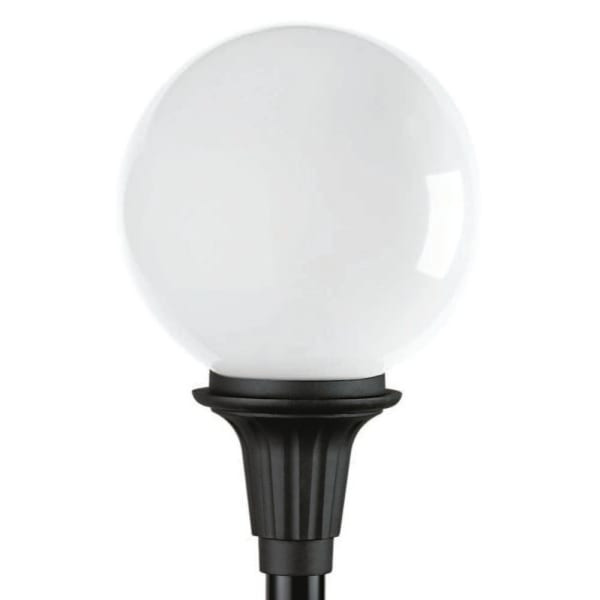 Liteco 20" Outdoor Commercial Globe Post Top, E39 Socket, Black With White Lens
