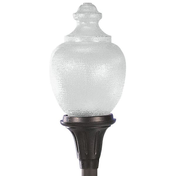 Liteco 30" Commercial Acorn Post Top, E26, Black With Clear Textured Lens
