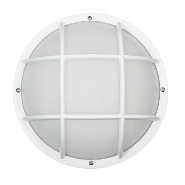 Liteco 10.25" Outdoor Composite Fixture, E26 Socket, White Housing, Frost Lens