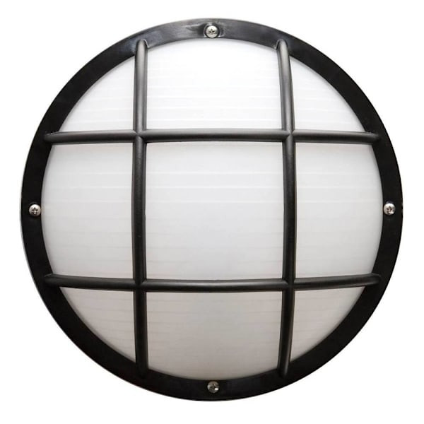 Liteco 10.25" Outdoor Composite Fixture, E26 Socket, Black Housing, Frost Lens