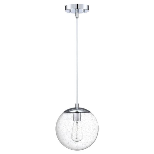 Design House Gracelyn 1-Light Pendant Light, Seeded Glass Globe, Polished Chrome