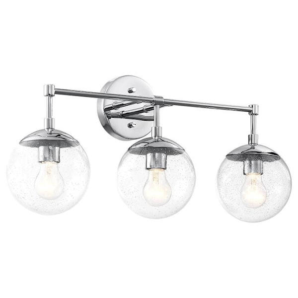Design House Gracelyn 3-Light Vanity, Seeded Glass Globe, Polished Chrome