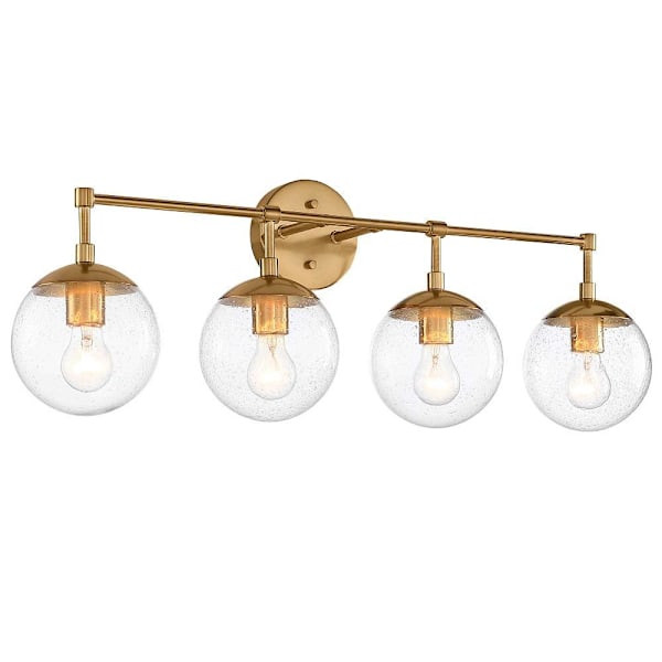 Design House Gracelyn 4-Light Vanity, Seeded Glass Globe, Satin Gold