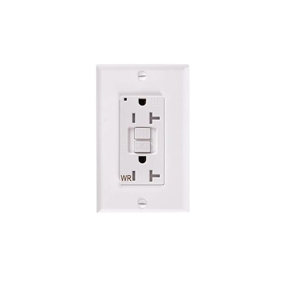 Energetic Lighting 20 Amp Gfci Decorator Outlet, Tamper/Weather Resistant, White