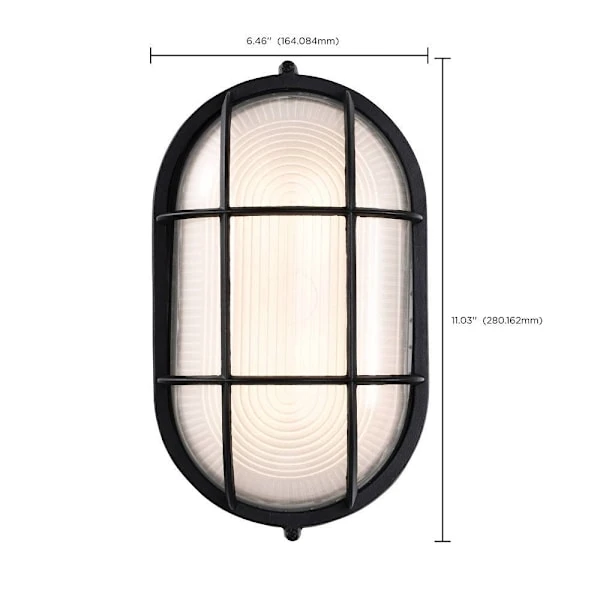 SATCO LED Oval Bulk Head, Dimmable, 3000k, Black Finish With White Glass