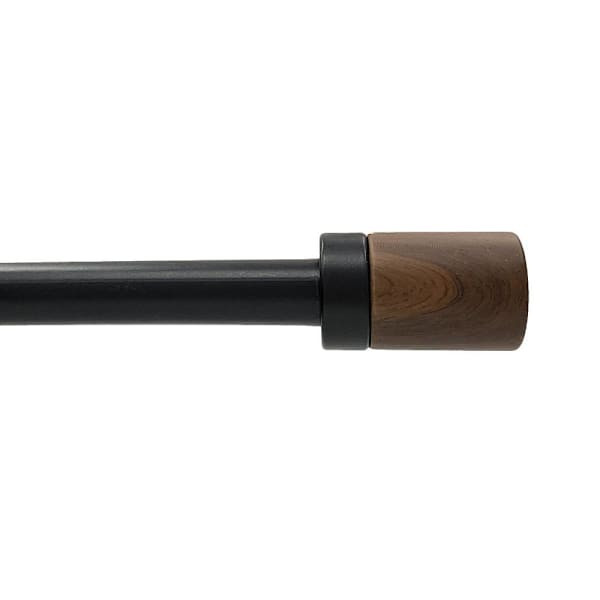 Lumi Home Furnishings 3/4" Curtain Rod, 36"-66", Matte Black, Maple Wood Finials