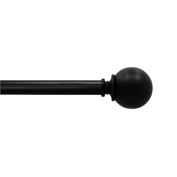 Lumi Home Furnishings 3/4" Curtain Rod, 36"-66", Matte Black, Matte Black Finial