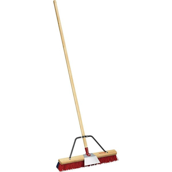 Corona Tools 24 In. Push Broom With Scraper Blade 2-Bristle Design Bamboo Handle
