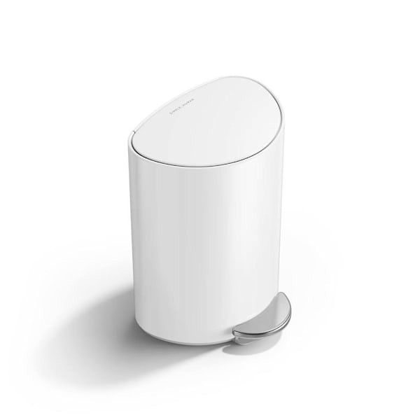 Simplehuman 1.6-Gal 6l Semi-Round Step Can White Steel