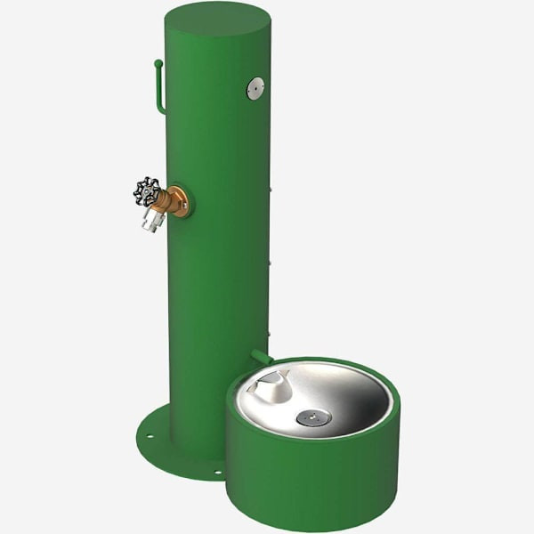 Murdock Pedestal Pet Fountain, Single Station, W/Hose Bibb, Green Powder-Coated,