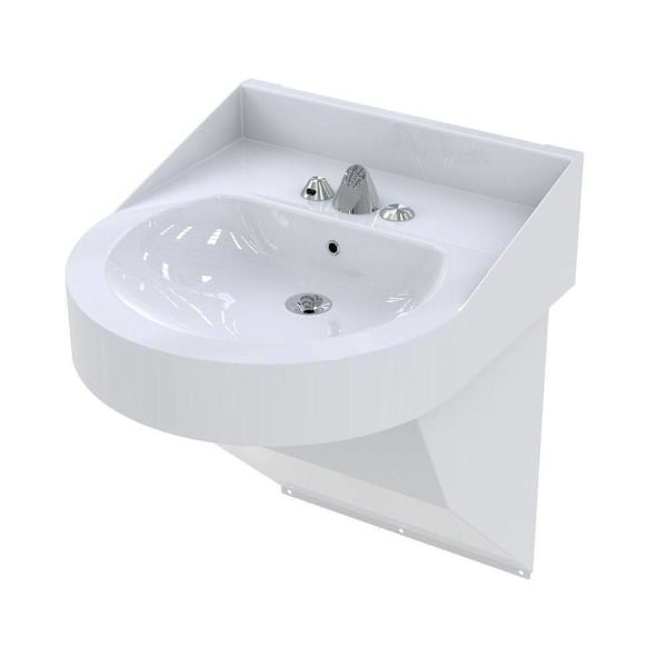 Bestcare Whitehall Ligature-Resistant ADA Basin, S/S, White, Wsf Sensor Faucet