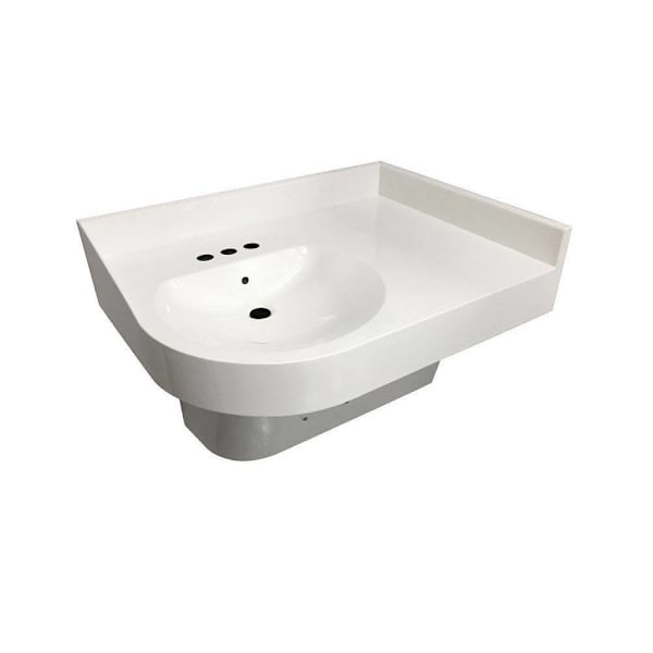 Bestcare Whitehall Ligature-Resistant ADA Right Corner Basin, White, No Faucet