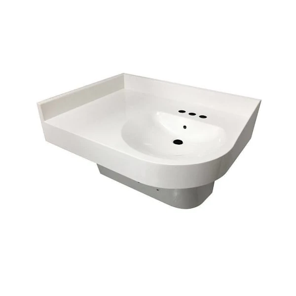Bestcare Whitehall Ligature-Resistant ADA Left Corner Basin, White, No Faucet