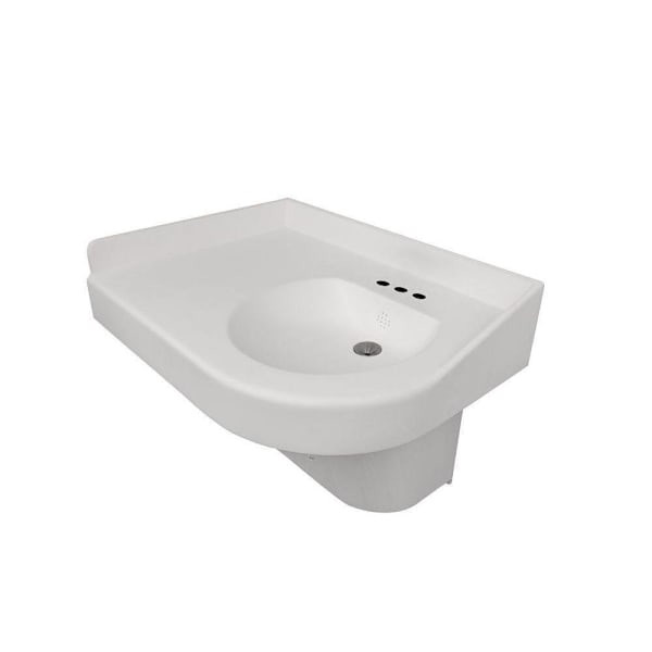 Bestcare Whitehall Ligature-Resistant ADA Left Corner Basin, White, No Faucet