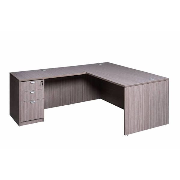 Boss Office Products 66x30" Executive L-Shape Desk Group With 3-Drawer File