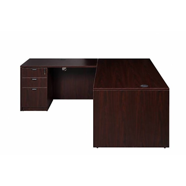 Boss Office Products 66x30" Executive Style Desk W/3-Drawer File Rich Mahogany