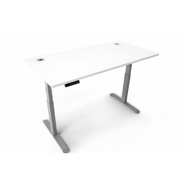 Boss Office Products Sit-Stand Motorized Height Adjustable Desk Silver Finish