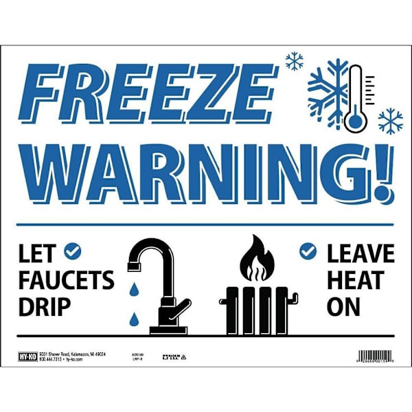 Hy-Ko Brands Freeze Warning 19 X 24" Reflective Sign Package Of 5