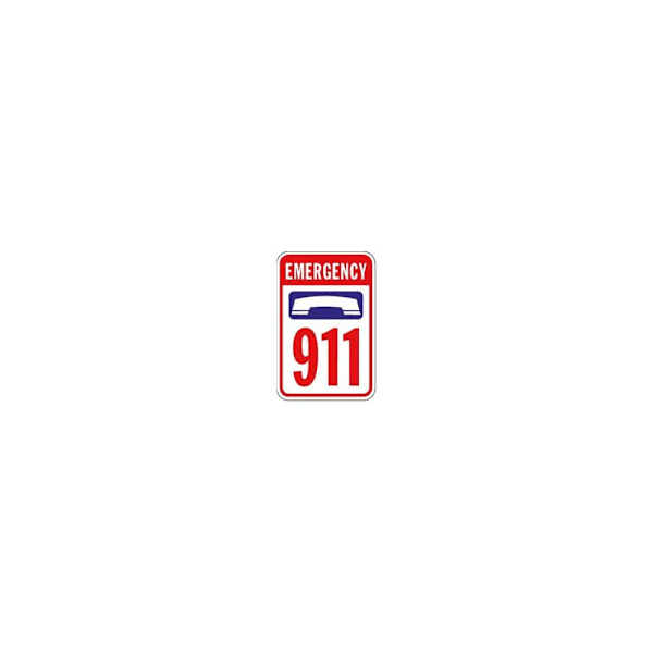 Hy-Ko Emergency 911 Sign 18x24" Non-Reflective Aluminum
