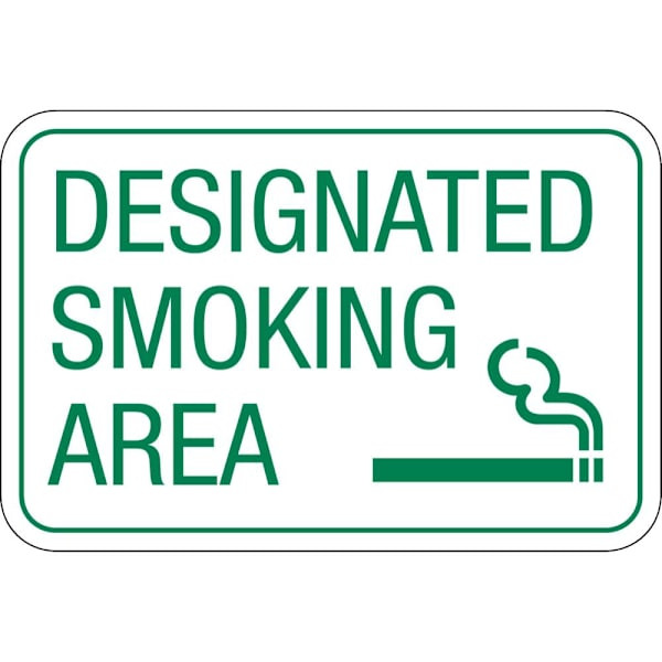 Hy-Ko Desiganted Smoking Area Sign 18x12" Non-Reflective Aluminum