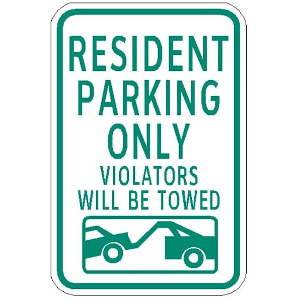 Hy-Ko Resident Parking Only Sign 12x18" Non-Reflective Aluminum