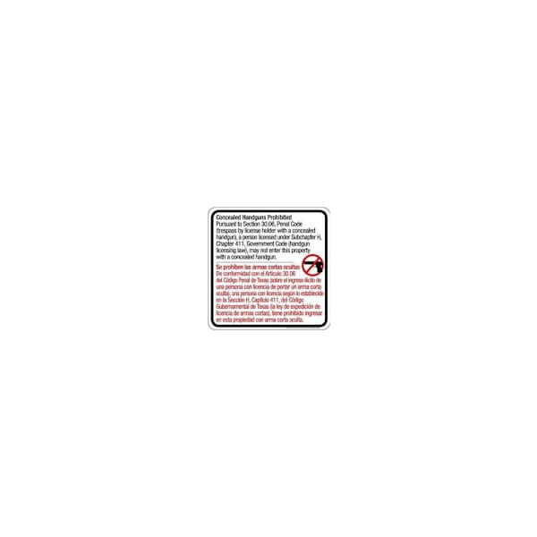 Hy-Ko Texas Concealed Carry Sign 24x24" Reflective Aluminum