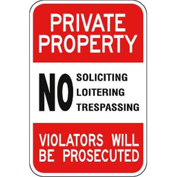 Grimco, Inc. Private Property/No Soliciting Sign, Reflective, 12 X 18