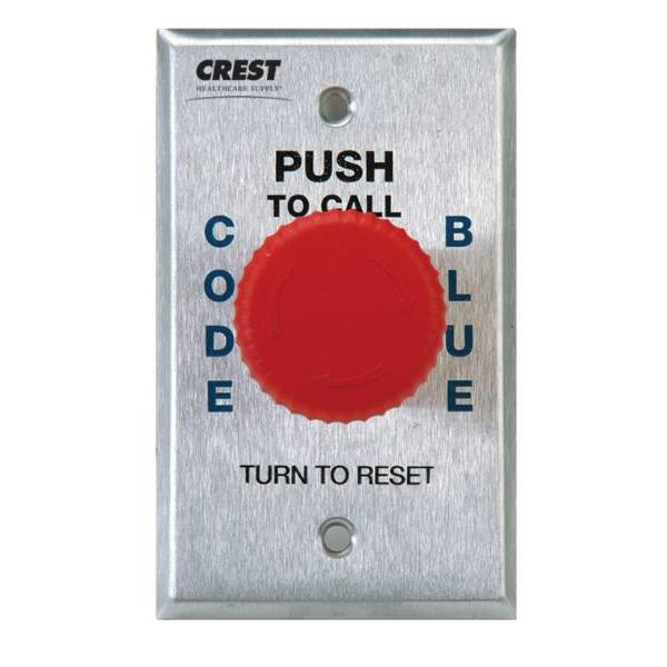 Crest Healthcare Nurse Call Code Blue Locking Pushbutton Station, 1-Gang