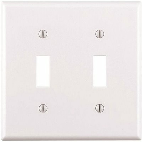 Leviton 2-Gang White Toggle Plastic Standard Wall Plate (1-Pack) 88009-W