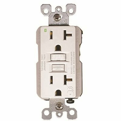Leviton 20 Amp 125-Volt NEMA 5-20R SmartlockPro 2-Pole Residential Grade Duplex GFCI Receptacle Outlet, White GFNT2-W Leviton 20 Amp 125-Volt NEMA 5-20R SmartlockPro 2-Pole Residential Grade Duplex GFCI Receptacle Outlet, White GFNT2-W