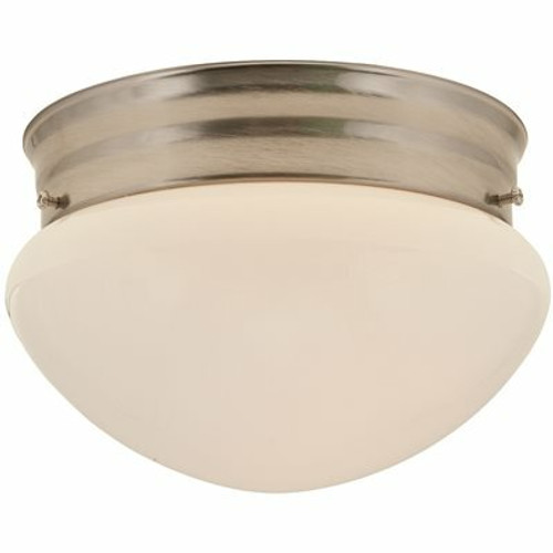 Royal Cove 8 in. Mushroom Shaped Ceiling in Fixture Brushed Nickel Uses One 60-Watt Incandescent Medium Base Lamp Royal Cove 8 in. Mushroom Shaped Ceiling in Fixture Brushed Nickel Uses One 60-Watt Incandescent Medium Base Lamp