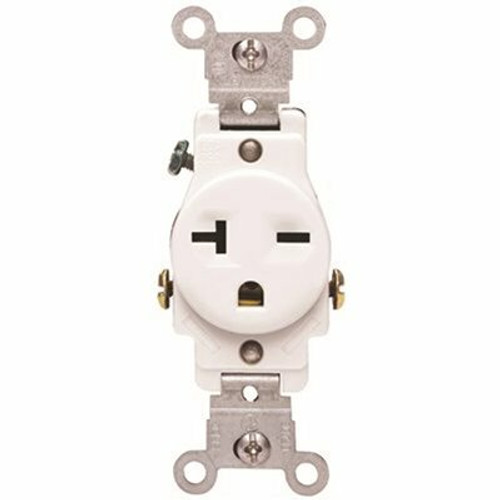 Leviton 20 Amp 250-Volt NEMA 6-20R 2-Pole Commercial Grade Single Straight Blade Receptacle, White 5821-W Leviton 20 Amp 250-Volt NEMA 6-20R 2-Pole Commercial Grade Single Straight Blade Receptacle, White 5821-W