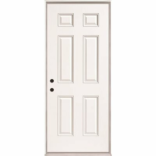 Masonite 36 in. x 80 in. White Right Hand Inswing 6-Panel Primed Steel Prehung Front Door