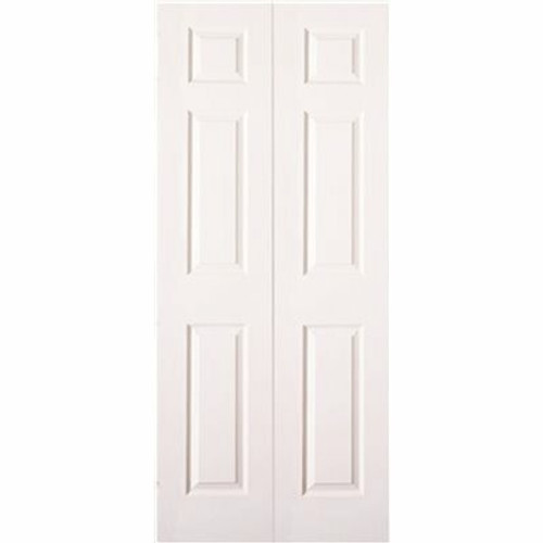 Masonite 24 in. x 80 in. Textured 6-Panel Primed White Hollow Core Composite Bi-Fold Door