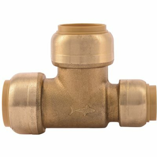 SharkBite 3/4 in. x 1/2 in. x 3/4 in. Brass Push-to-Connect Reducing Tee Fitting SharkBite 3/4 in. x 1/2 in. x 3/4 in. Brass Push-to-Connect Reducing Tee Fitting