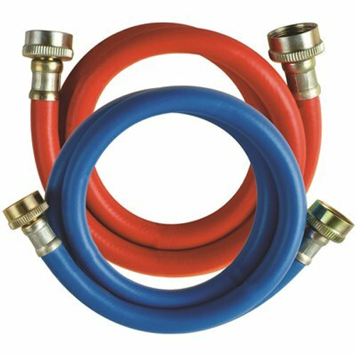 DuraPro 4 ft. Red and Blue PVC Washing Machine Fill Hose (2-Pack)