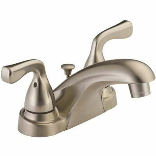 Delta Foundations 4 in. Centerset 2-Handle Bathroom Faucet in Brushed Nickel Delta Foundations 4 in. Centerset 2-Handle Bathroom Faucet in Brushed Nickel