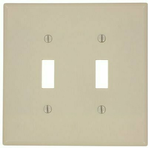 Leviton 2-Gang Ivory Toggle Plastic Midway/Midsize Wall Plate (1-Pack) 80509-I